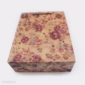 Popular Flower Pattern Kraft Paper Handbag/Gift Bag