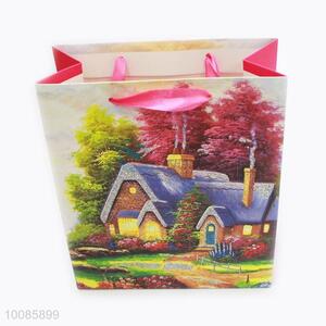 Cartoon House White Cardboard Paper Handbag/Gift Bag