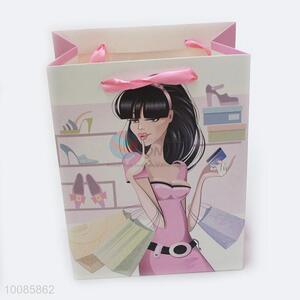 Shopping Girl White Cardboard Paper Handbag/Gift Bag