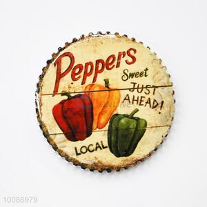 Peppers Round Ceramic Fridge Magnet