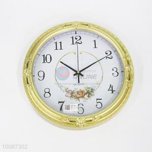 Gold edge round plastic wall clock