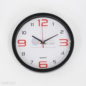 Black edge round plastic wall clock