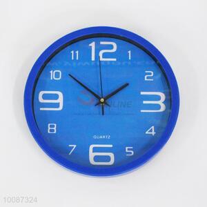 Top quality round blue plastic wall clock