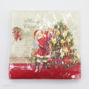 Merry christmas virgin wood pulp printed cocktail napkins