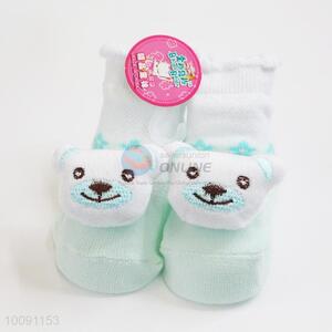 3D Blue Bear Anti Slip Cotton Baby Sock/ Soft Baby Socks