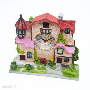 Cute House Shape Resin Desktop Clock for Decoration