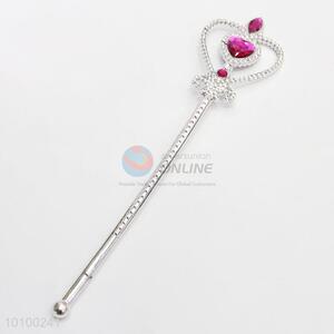 Fairy wand magic stick with rose red heart rhinestone