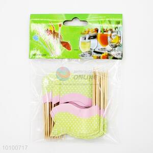 Green Flag Shape Wooden Fruit Toothpicks