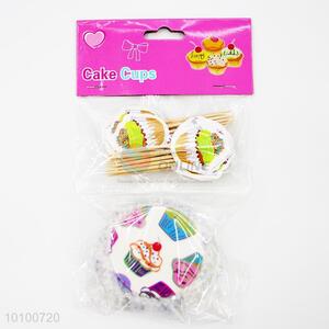 Nice Cake Design Paper Cake Cups & Fruit Toothpicks Set