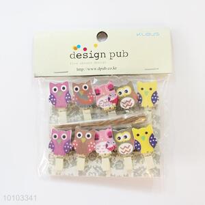 Nice Owl Design Decoration Wooden Clip Set