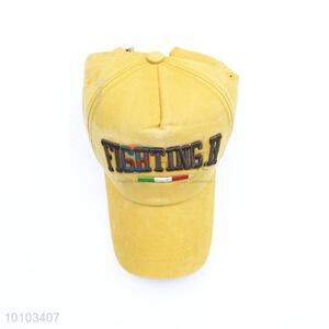 Yellow 3d embroidered flat peak caps