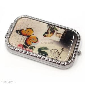 Rectangle Metal Printed Cosmetic Makeup Mirror Portable Mirror