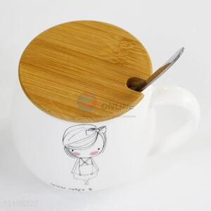 Fashion Couple Ceramic Coffee Mug with Spoon