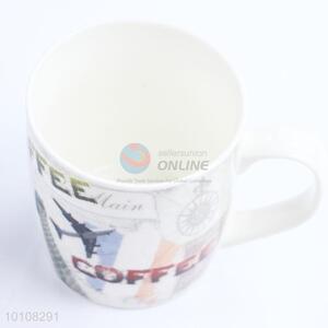 Fashion printed travel ceramic mug with handle