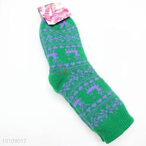 Promotional green fuzzy warm socks