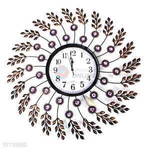 Charming Home Decor Crystal Large Round Iron Wall Clock from China