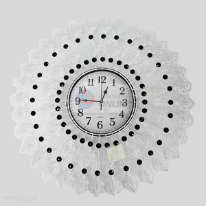 Wholesale White Charming Home Decor Crystal Large Round Iron Wall Clock