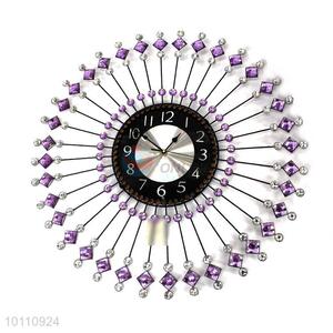 Best Selling Round Crystal Iron Wall Clock for Home Decoration