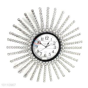 Charming Home Decor Crystal Large Round Iron Wall Clock