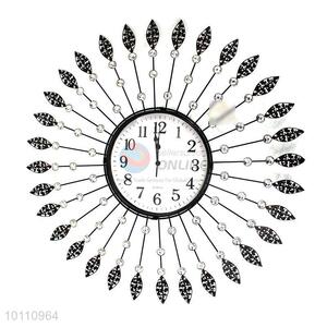 Charming Home Decor Crystal Large Round Iron Wall Clock