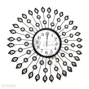 Latest Design Charming Home Decor Crystal Large Round Iron Wall Clock