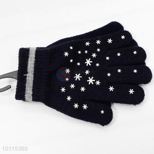 Black flower pattern children gloves