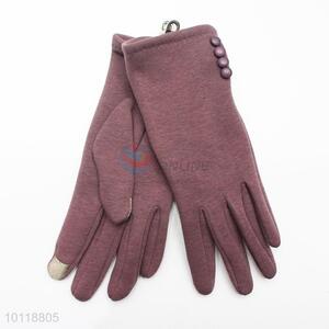 Elegant Suede Gloves with Button Decoration