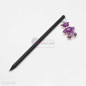 Wholesale customized slap-up school black wood HB pencil with lovely pendant