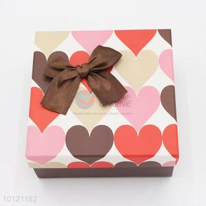 Pretty Cute Square Shaped Gift Box with Hearts Pattern