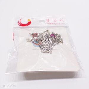 Hot Sale Flower Basket Shaped Alooy Brooch Pin