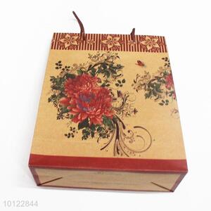 Hot sale vintage red flower pattern paper gift bag