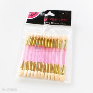 12 pcs Pink Handle Double Ended Eyeshadow Brush Set