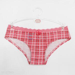 Red plaid pattern spandex briefs women briefs