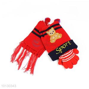 Wholesale Children Warm Hat Scarf Gloves Three-Piece Suit