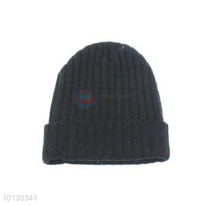 Fashion Plain Black Man Knitted Beanie Cap And Hat