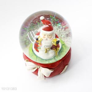 Unique design Father Christmas white bow base resin crystal ball