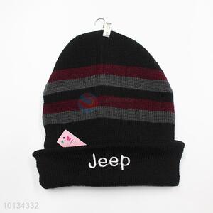 Wholesale cross stripe acrylic men winter hats