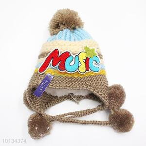 Music affixed cloth kids fashion warm winter hats