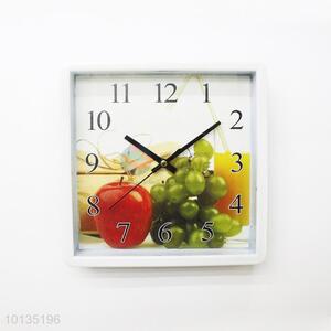 Good Quality White Plastic Wall Clock with Fruit Background