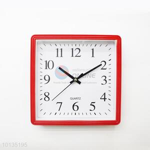 Wholesale Square Red Color Plastic Wall Clock