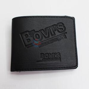 High Quality Black Leather Men Short Wallet