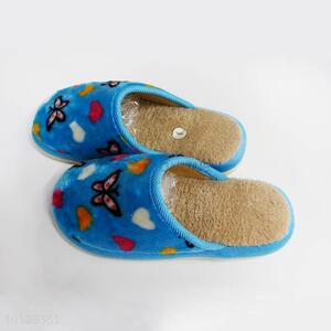 Popular Blue Household Warm Slipper with Butterfly Printed