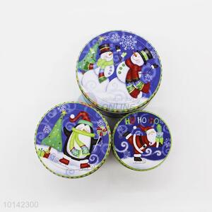 Practical 3pcs/Set Round Tin Box Christmas Food Packaging Storage Box Wholesale