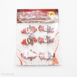 6 Pcs/Set Cute Cartoon Christmas Snowman Shaped Wooden Clip Photo Paper Craft Wooden Clips