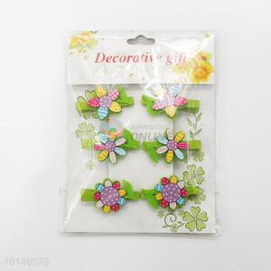 6 Pcs/Set Lovely Colorful Flower Shaped Wooden Clip Photo Paper Craft Wooden Clips