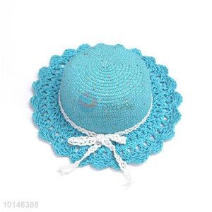 Blue Round Hollow Out Straw Hats/Kids Caps