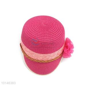 Children Round Top Sunhat With Handmade Flower