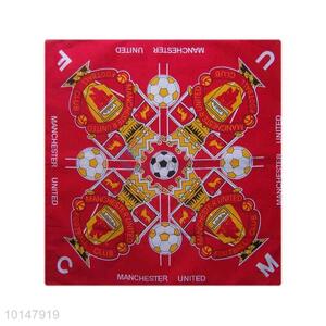 Cheap Red/Yellow Cotton Handkerchief with Manchester United Logo Design