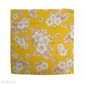 Cheap Yellow Flower Design Cotton Handkerchief