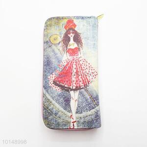 Fashion Girl Pattern Long Wallet Ladies' Multi-purpose Pouch PU Leather Wallet